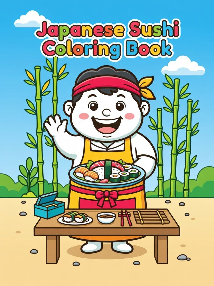 Japanese Sushi Coloring Book coloring book