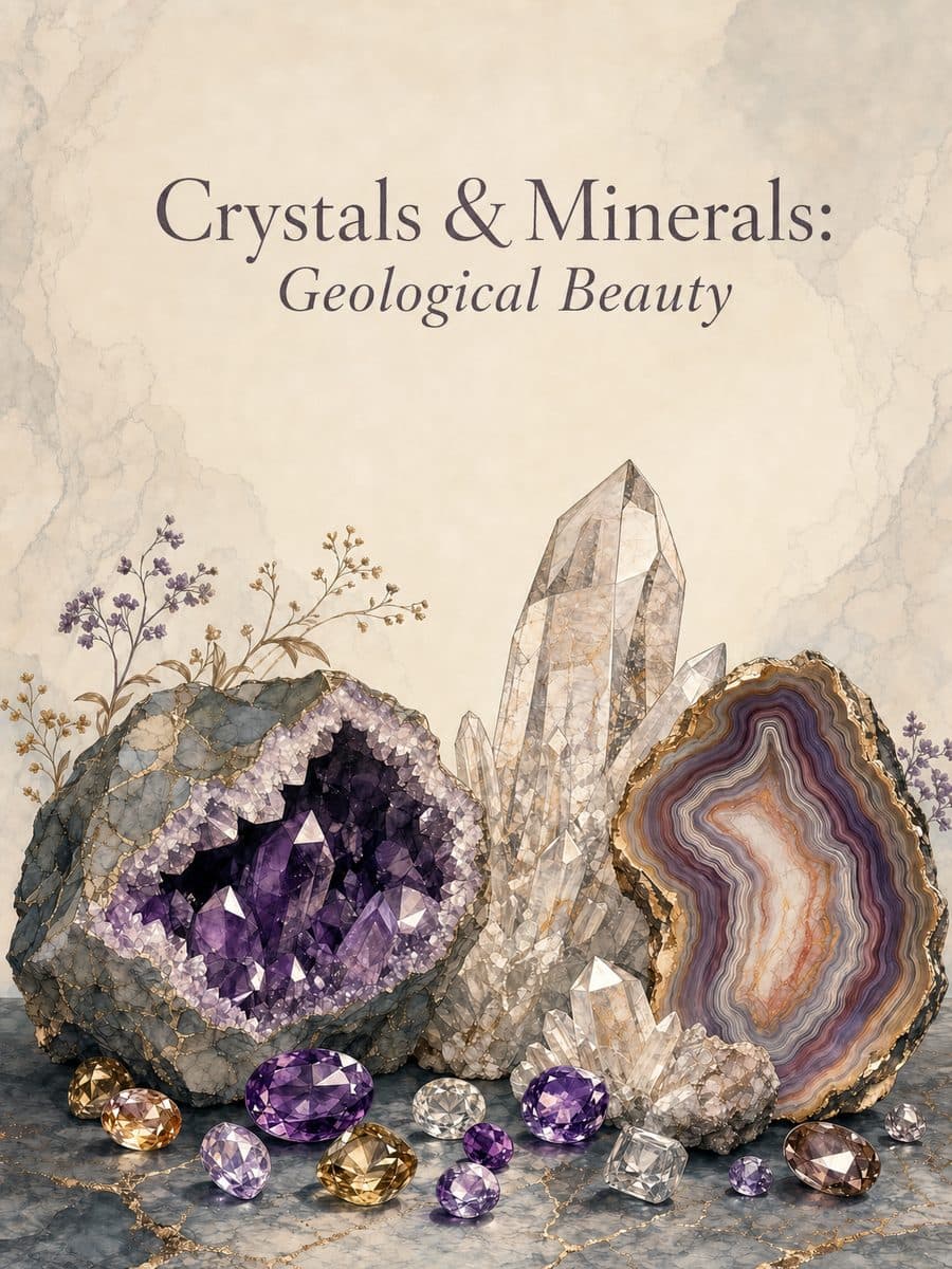 Crystals & Minerals: Geological Beauty Coloring Book cover